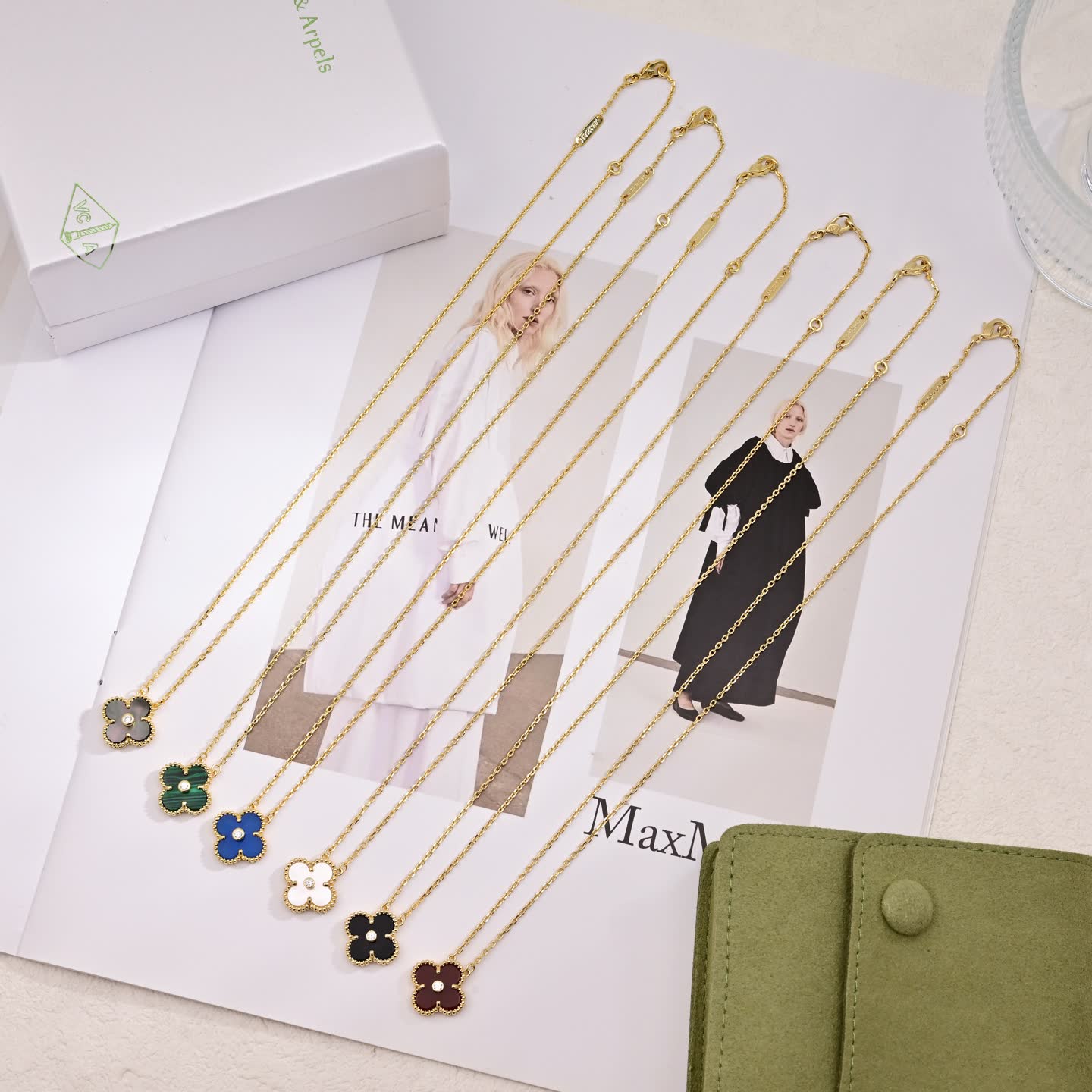 Van Cleef & Arpels Alhambra Gold Plated Enamel Clover Necklaces Van Cleef & Arpels Alhambra Gold Plated Enamel Clover Necklaces